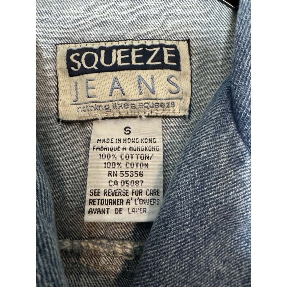 Squeeze Jeans Vintage Full Button Denim Dress Collared Sleeveless 90's Small - Picture 6 of 7